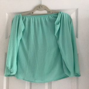 Mint green shoulder cropped long sleeve